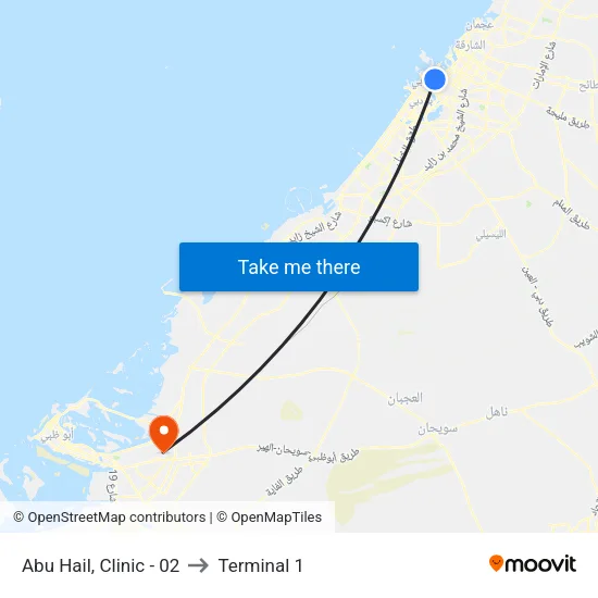 Abu Hail, Clinic - 02 to Terminal 1 map