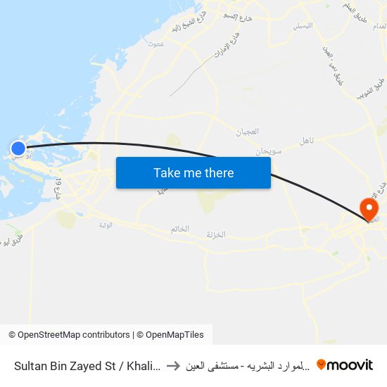 Sultan Bin Zayed St / Khalifa St to مبنى الموارد البشريه - مستشفى العين map