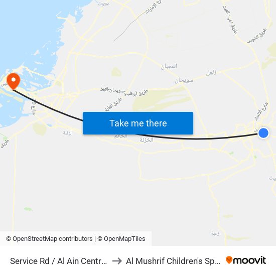 Service Rd  / Al Ain Central Bus Station to Al Mushrif Children's Specialty Center map
