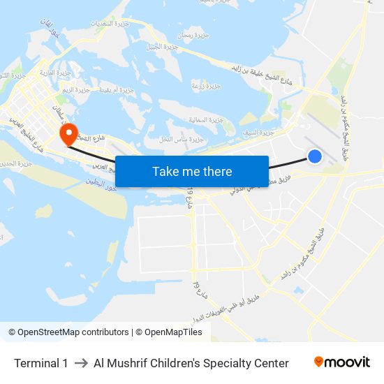 Terminal 1 to Al Mushrif Children's Specialty Center map
