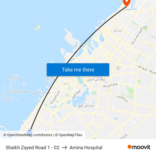 Shaikh Zayed  Road 1 - 02 to Amina Hospital map