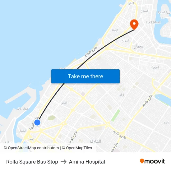 Rolla Square Bus Stop to Amina Hospital map