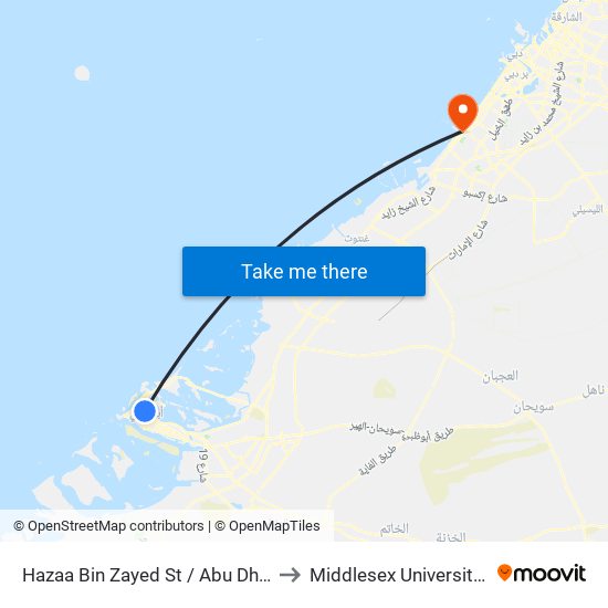 Hazaa Bin Zayed St /  Abu Dhabi Bus Station to Middlesex University - Block 19 map