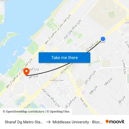 Sharaf Dg Metro Station to Middlesex University - Block 19 map