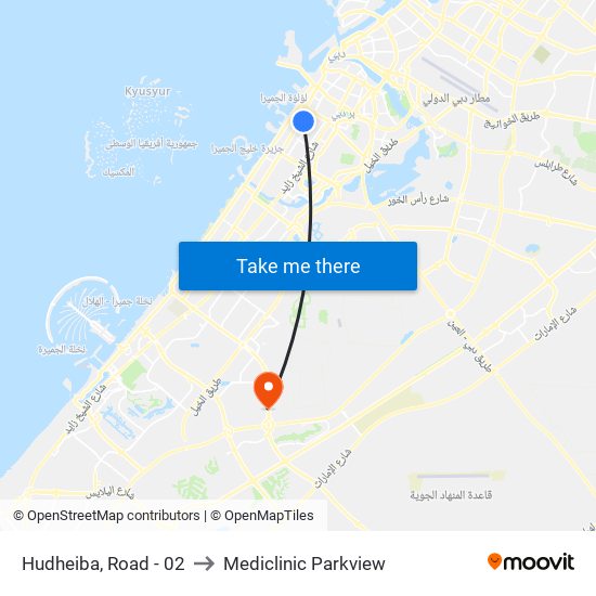 Hudheiba, Road - 02 to Mediclinic Parkview map