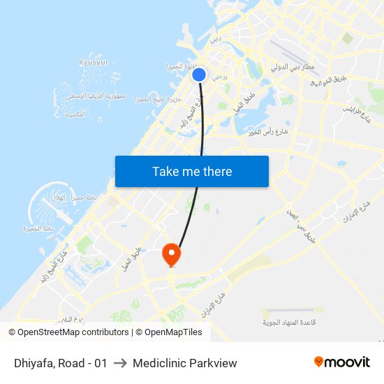 Dhiyafa, Road - 01 to Mediclinic Parkview map