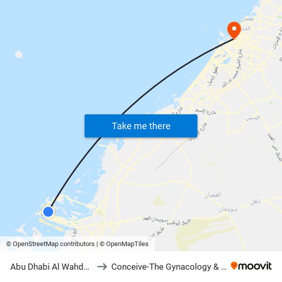 Abu Dhabi Al Wahda Bus Station to Conceive-The Gynacology & Fertility Hospital map