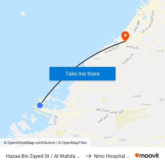 Hazaa Bin Zayed St / Al Wahda Mall to Nmc Hospital Dip map