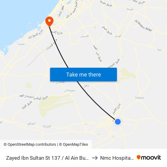 Zayed Ibn Sultan St 137 / Al Ain Bus Station to Nmc Hospital Dip map