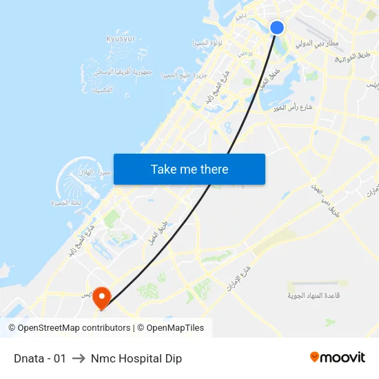 DNATA - 01 to NMC Hospital DIP map