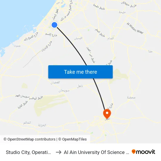 Studio City, Operation Office - 01 to Al Ain University of Science and Technology map