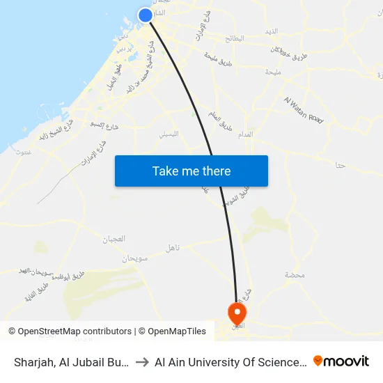 Sharjah, Al Jubail Bus Station - 02 to Al Ain University Of Science And Technology map