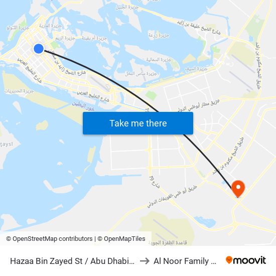 Hazaa Bin Zayed St /  Abu Dhabi Bus Station to Al Noor Family Hospital map