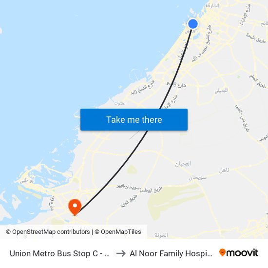 Union Metro Bus Stop C - 02 to Al Noor Family Hospital map