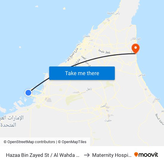 Hazaa Bin Zayed St / Al Wahda Mall to Maternity Hospital map