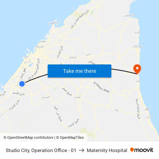 Studio City, Operation Office - 01 to Maternity Hospital map