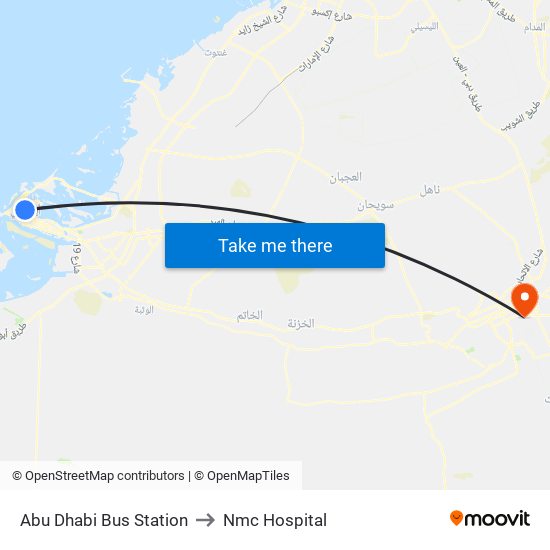 Abu Dhabi Bus Station to Nmc Hospital map