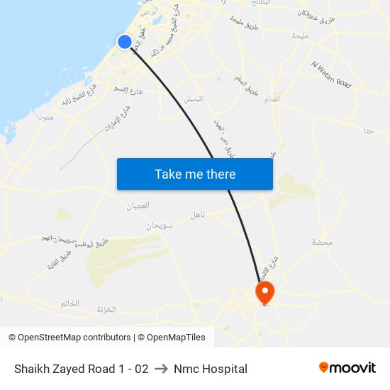 Shaikh Zayed  Road 1 - 02 to Nmc Hospital map