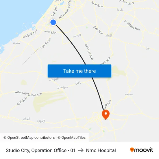 Studio City, Operation Office - 01 to NMC Hospital map