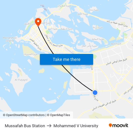 Mussafah Bus Station to Mohammed V University map