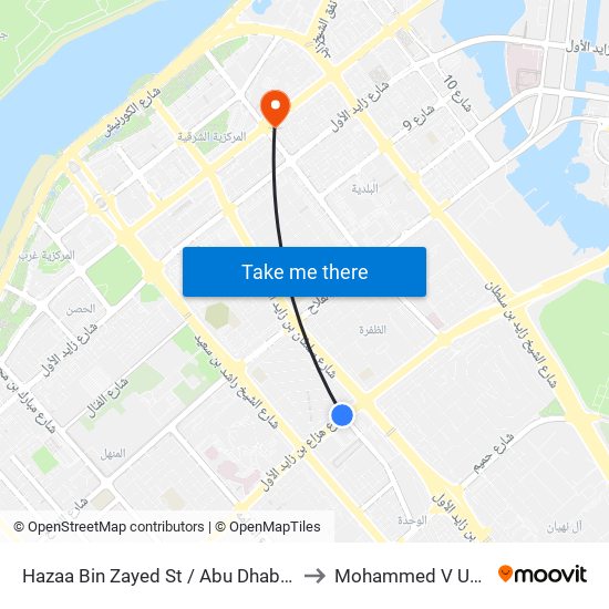 Hazaa Bin Zayed St /  Abu Dhabi Bus Station to Mohammed V University map