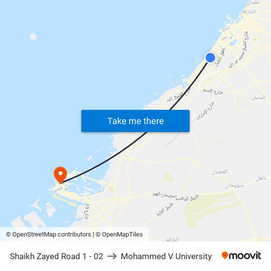 Shaikh Zayed  Road 1 - 02 to Mohammed V University map