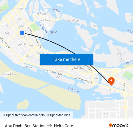 Abu Dhabi Bus Station to Helth Care map