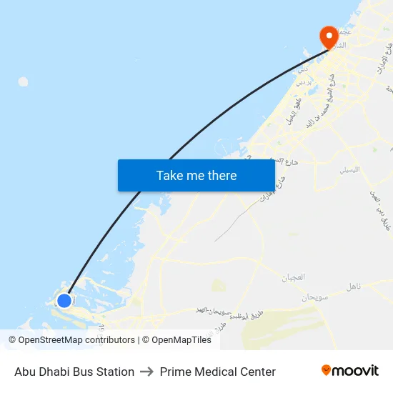 Abu Dhabi Bus Station to Prime Medical Center map