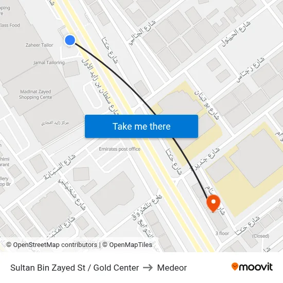 Sultan Bin Zayed St / Gold Center to Medeor map