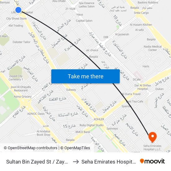 Sultan Bin Zayed St / Zayed 1st St to Seha Emirates Hospital L.L.C. map