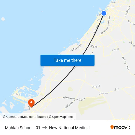 Mahlab School - 01 to New National Medical map
