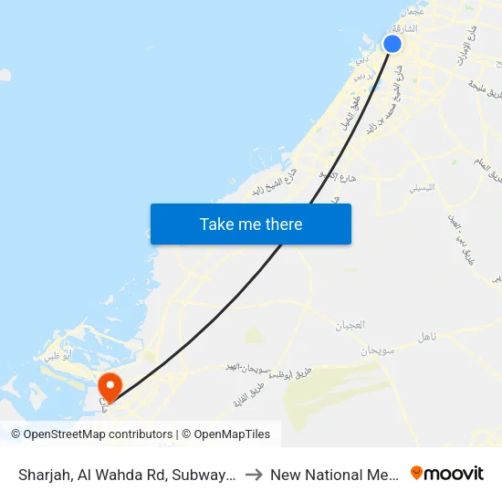 Sharjah, Al Wahda Rd, Subway 1 - 02 to New National Medical map