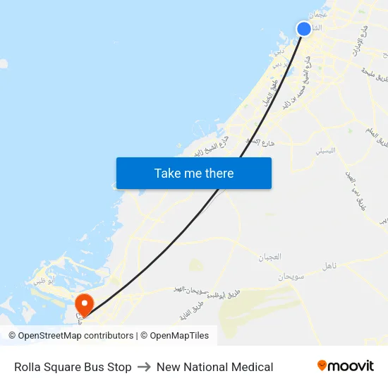 Rolla Square Bus Stop to New National Medical map