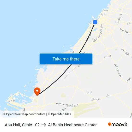 Abu Hail, Clinic - 02 to Al Bahia Healthcare Center map