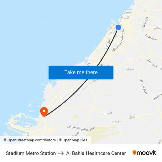 Stadium Metro Station to Al Bahia Healthcare Center map