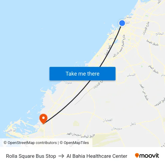 Rolla Square Bus Stop to Al Bahia Healthcare Center map