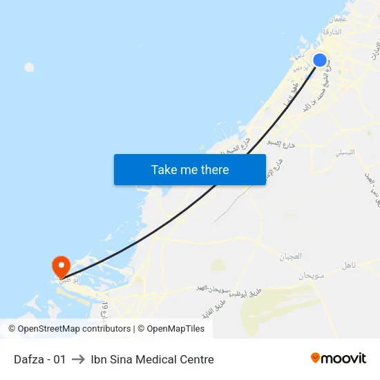 Dafza - 01 to Ibn Sina Medical Centre map