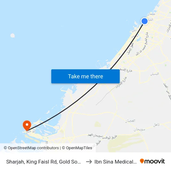 Sharjah, King Faisal Road, Gold Souk (Old) - 01 to Ibn Sina Medical Centre map