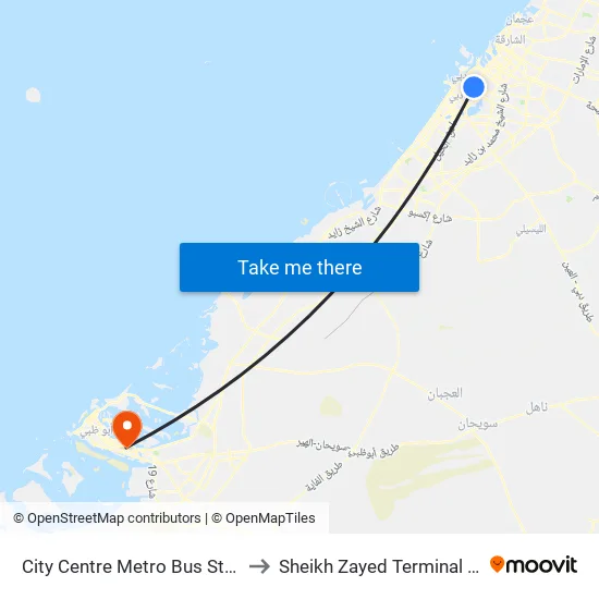 City Centre Metro Bus Stop A - 01 to Sheikh Zayed Terminal Building map