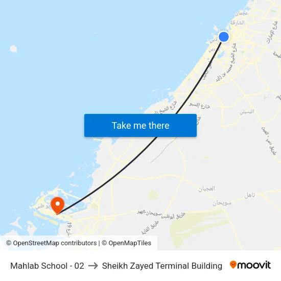 Mahlab School - 02 to Sheikh Zayed Terminal Building map