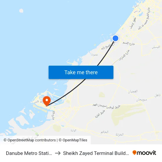 Danube Metro Station to Sheikh Zayed Terminal Building map