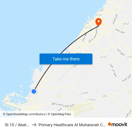 St 10 / Abattoir to Primary Healthcare Al Muhaisnah Center map