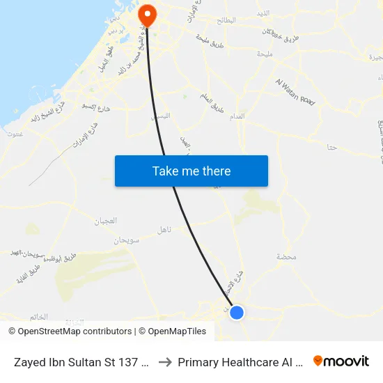 Zayed Ibn Sultan St 137 / Al Ain Bus Station to Primary Healthcare Al Muhaisnah Center map