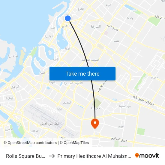 Rolla Square Bus Stop to Primary Healthcare Al Muhaisnah Center map