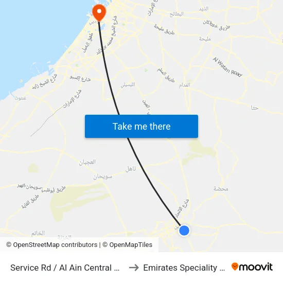 Service Road / Al Ain Central Bus Station to Emirates Speciality Hospital map
