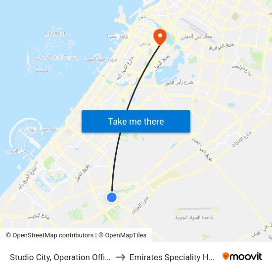Studio City, Operation Office - 01 to Emirates Speciality Hospital map