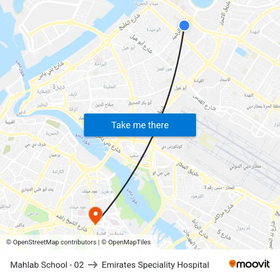 Mahlab School - 02 to Emirates Speciality Hospital map