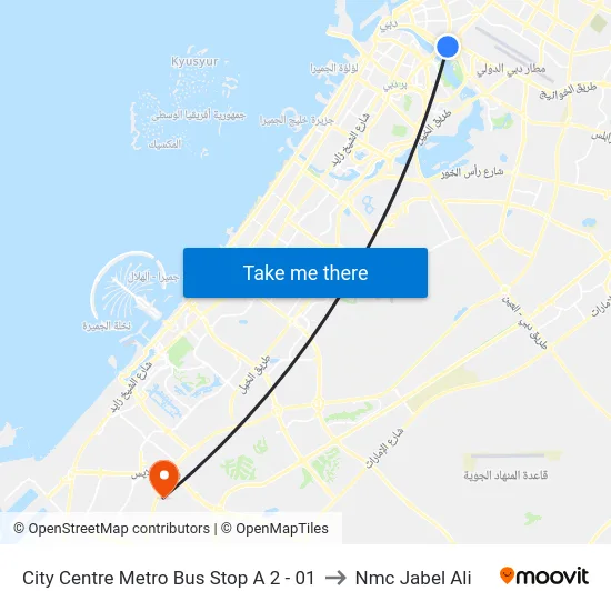 City Centre Metro Bus Stop A 2 - 01 to Nmc Jabel Ali map