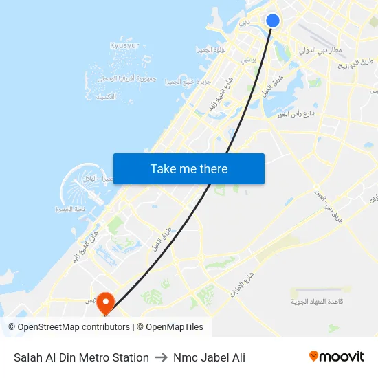 Salah Al Din Metro Station to Nmc Jabel Ali map