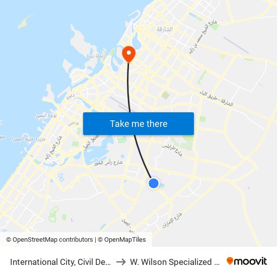 International City, Civil Defence - 1 to W. Wilson Specialized Hospital map